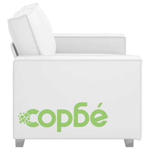 Диван за двама, бял, 120 см, изкуствена кожа, компактен дизайн ➤ топ цена ➤ sorbe.bg