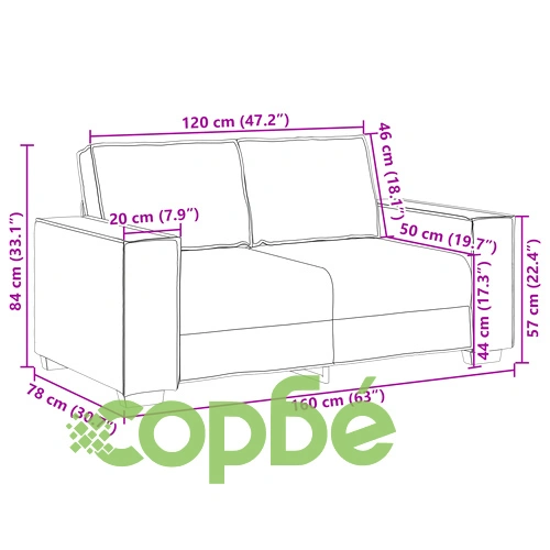 Диван за двама, бял, 120 см, изкуствена кожа, компактен дизайн ➤ топ цена ➤ sorbe.bg