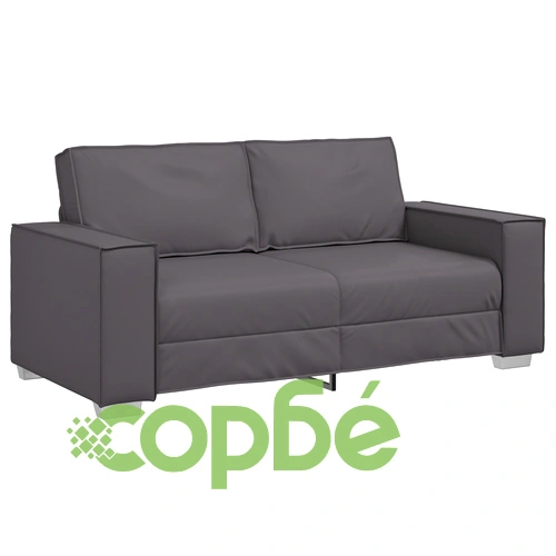 Двуместен диван от сива изкуствена кожа, 140 см ➤ топ цена ➤ sorbe.bg