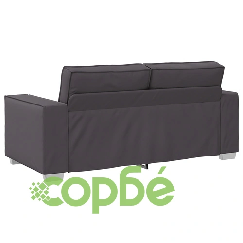 Двуместен диван от сива изкуствена кожа, 140 см ➤ топ цена ➤ sorbe.bg