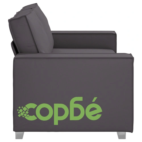 Двуместен диван от сива изкуствена кожа, 140 см ➤ топ цена ➤ sorbe.bg