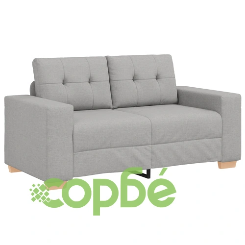 Светлосив двуместен диван от текстил и дърво с правоъгълна форма ➤ топ цена ➤ sorbe.bg