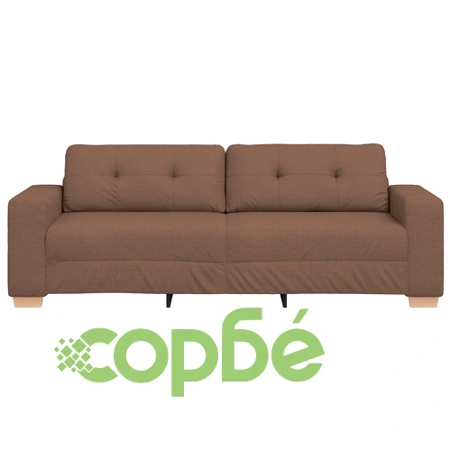 Голям 3-местен диван с кафява полиестерна тапицерия, дървен корпус и свалящи се калъфи ➤ топ цена ➤ sorbe.bg