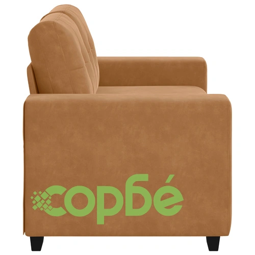 Кафяв кадифен диван с дървена рамка, ширина 120 см ➤ топ цена ➤ sorbe.bg