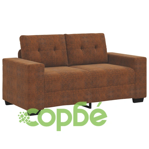 Двуместен кафяв диван с дървена рамка и текстилна тапицерия ➤ топ цена ➤ sorbe.bg