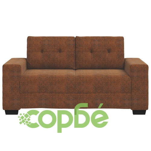 Двуместен кафяв диван с дървена рамка и текстилна тапицерия ➤ топ цена ➤ sorbe.bg