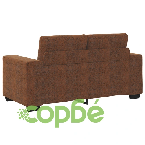 Двуместен кафяв диван с дървена рамка и текстилна тапицерия ➤ топ цена ➤ sorbe.bg