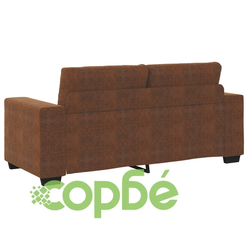 Триместен диван с тъмнокафява полиестерна тапицерия и дървена рамка, 140x55x45 см ➤ топ цена ➤ sorbe.bg