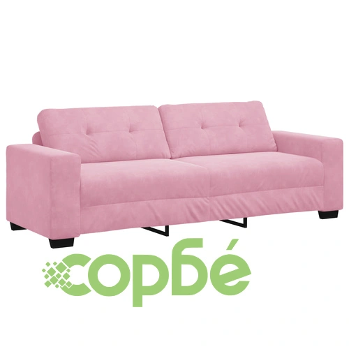 Кадифен розов триместен диван с удобна пяна и свалящи се калъфи ➤ топ цена ➤ sorbe.bg