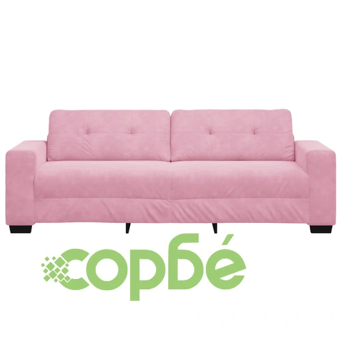 Кадифен розов триместен диван с удобна пяна и свалящи се калъфи ➤ топ цена ➤ sorbe.bg