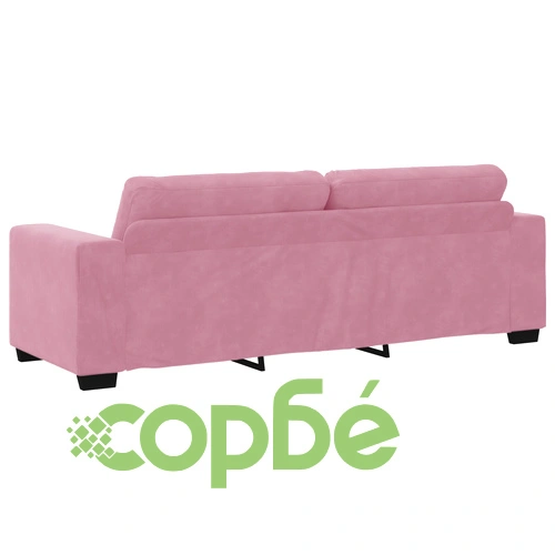 Кадифен розов триместен диван с удобна пяна и свалящи се калъфи ➤ топ цена ➤ sorbe.bg