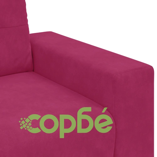 Триместен велур диван в червено вино с дървена рамка и пяна, 50 см дълбочина на седалка ➤ топ цена ➤ sorbe.bg