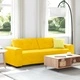 Тримесен диван от жълто кадифе 221x78x80 см с дървена рамка