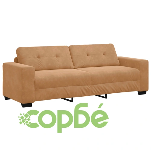 Луксозен кафяв кадифен диван с дървена рамка и пяна, ширина 180 см ➤ топ цена ➤ sorbe.bg