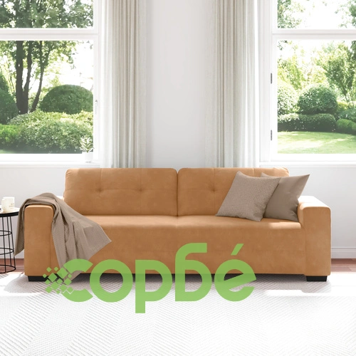 Луксозен кафяв кадифен диван с дървена рамка и пяна, ширина 180 см ➤ топ цена ➤ sorbe.bg