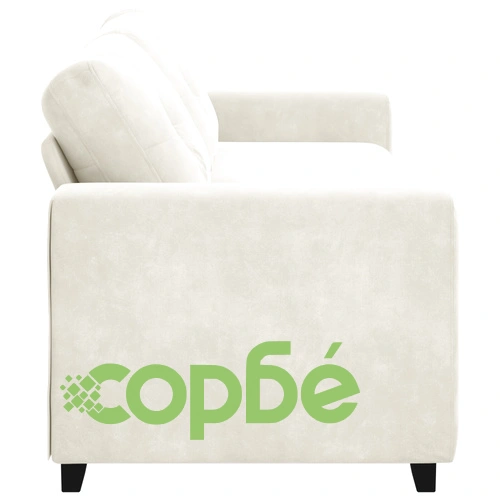 Триместен кремав диван от велур с дървена рамка - 180 см ширина ➤ топ цена ➤ sorbe.bg