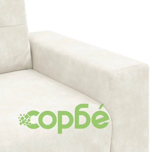 Триместен кремав диван от велур с дървена рамка - 180 см ширина ➤ топ цена ➤ sorbe.bg