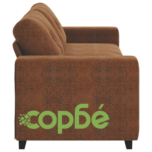 Кафяв Триместен Правоъгълен Плат Диван с Дървена Рамка ➤ топ цена ➤ sorbe.bg