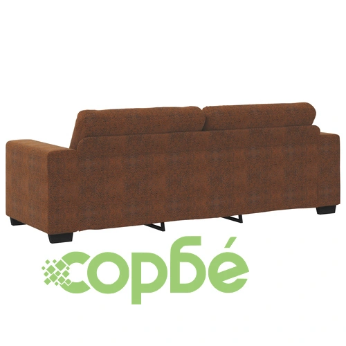 Кафяв Триместен Правоъгълен Плат Диван с Дървена Рамка ➤ топ цена ➤ sorbe.bg