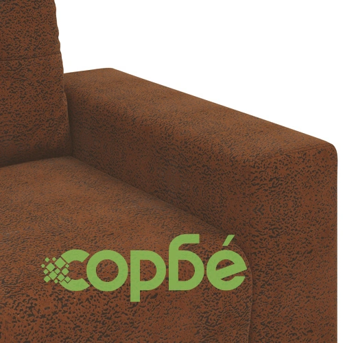 Кафяв Триместен Правоъгълен Плат Диван с Дървена Рамка ➤ топ цена ➤ sorbe.bg