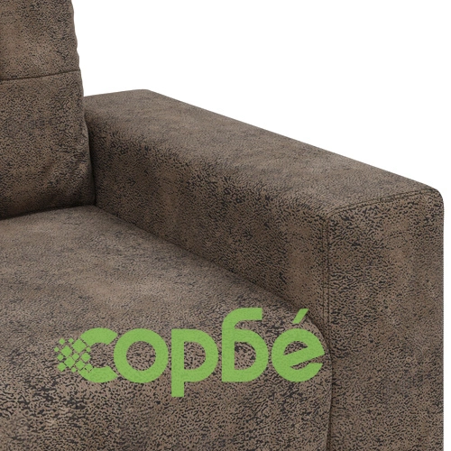 Голям триместен диван от полиестерен текстил в тъмно сив цвят с дървена рамка ➤ топ цена ➤ sorbe.bg