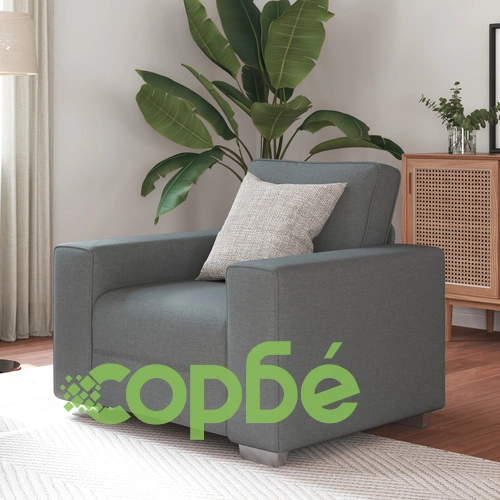 Фотьойл от Текстил в Тъмно Сив Цвят 59 см с Дървена Рамка ➤ топ цена ➤ sorbe.bg