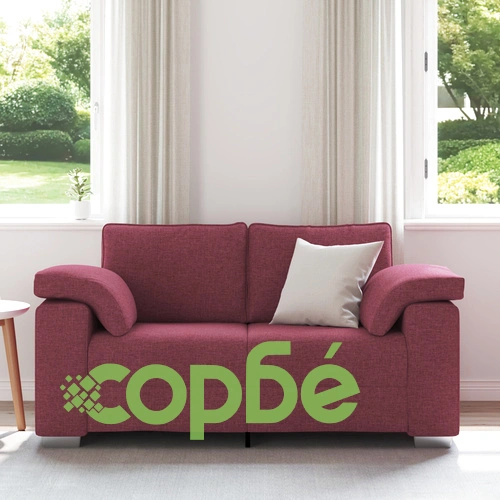 Двуместен текстилен диван в наситено винено червено, 120 см ➤ топ цена ➤ sorbe.bg