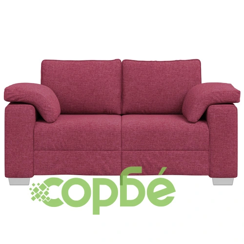 Двуместен текстилен диван в наситено винено червено, 120 см ➤ топ цена ➤ sorbe.bg