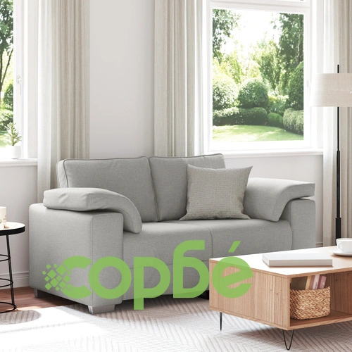 Двойка диван в облачно сиво, 120 см, полиестерна тъкан ➤ топ цена ➤ sorbe.bg