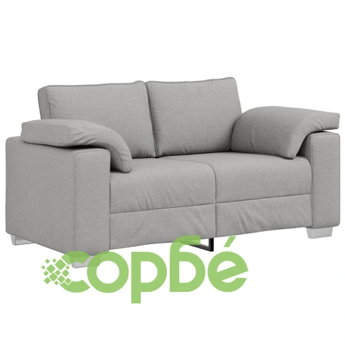 Двойка диван в облачно сиво, 120 см, полиестерна тъкан ➤ топ цена ➤ sorbe.bg