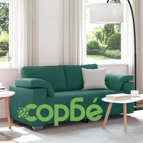 Триместен диван в тъмнозелен цвят от полиестер - удобен и издръжлив ➤ топ цена ➤ sorbe.bg
