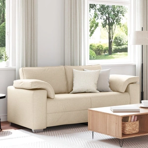 Триместен диван в кремав цвят от висококачествен полиестер с правоъгълна форма