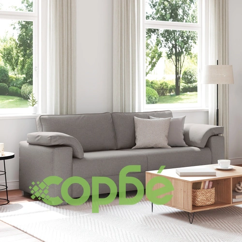 Триместен диван от текстил в цвят таупе 178 см за вътрешно и външно ползване ➤ топ цена ➤ sorbe.bg