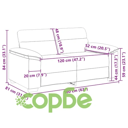 Двуместен диван капучино 120 см изкуствена кожа с метална рамка ➤ топ цена ➤ sorbe.bg