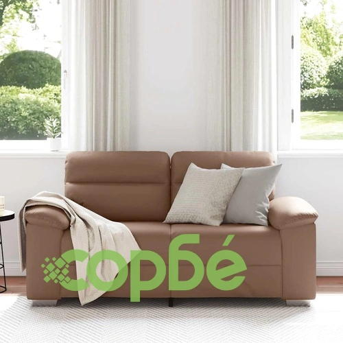 Двуместен диван капучино 120 см изкуствена кожа с метална рамка ➤ топ цена ➤ sorbe.bg
