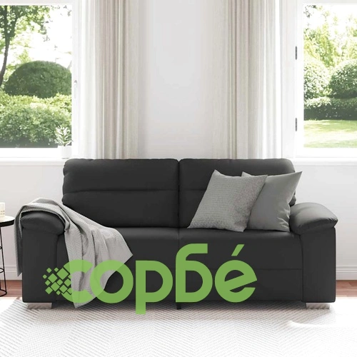 Двуместен диван от изкуствена кожа, черен, 140 см ➤ топ цена ➤ sorbe.bg