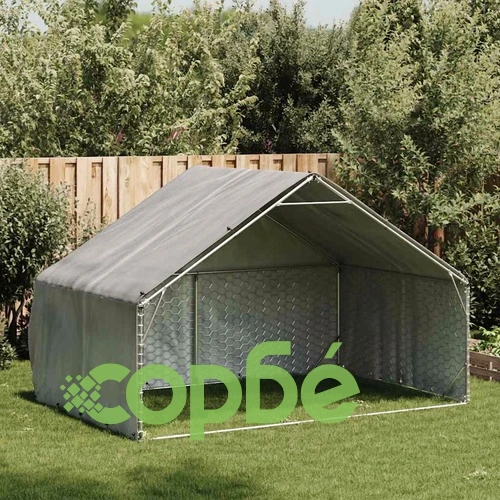 Външна клетка за куче с покрив 3x2x1,9 м от поцинкована стомана ➤ топ цена ➤ sorbe.bg