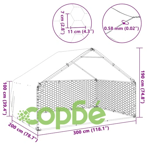Външна клетка за куче с покрив 3x2x1,9 м от поцинкована стомана ➤ топ цена ➤ sorbe.bg