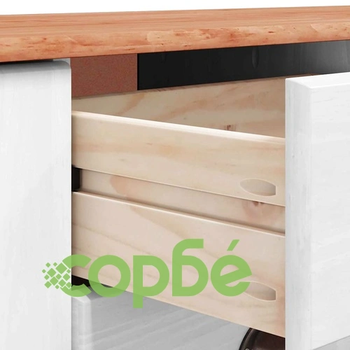 Служебен шкаф ASKIM бял 133.5x40x79 см масивна борова дървесина ➤ топ цена ➤ sorbe.bg