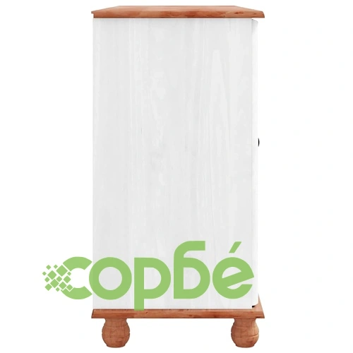 Служебен шкаф ASKIM бял 133.5x40x79 см масивна борова дървесина ➤ топ цена ➤ sorbe.bg