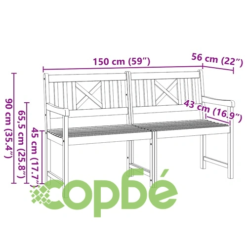 Градинска пейка от масивно акациево дърво 150x56x90 см кафяво ➤ топ цена ➤ sorbe.bg