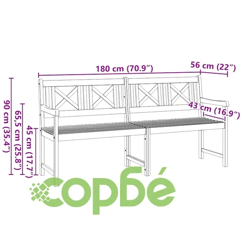 Градинска пейка от масивно акациево дърво 180x56x90 см кафяво ➤ топ цена ➤ sorbe.bg