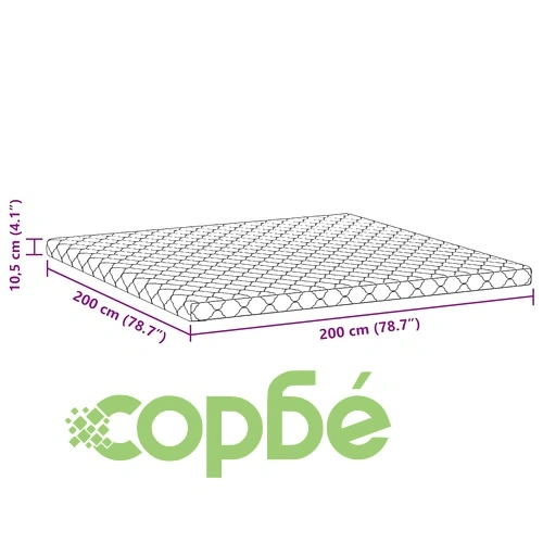 Матрак с кокосов слой и PU пяна 200x200x10.5 см - средно твърд ➤ топ цена ➤ sorbe.bg