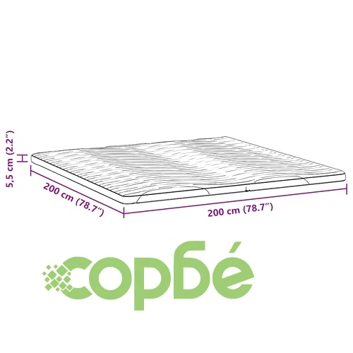 Подложка за матрак от полиестер - 200 x 200 см, 5.5 см височина, бяла ➤ топ цена ➤ sorbe.bg