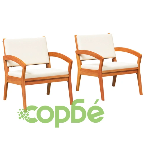 Градински столове от масивно акациево дърво - комплект 2 бр., размер 59,5x70,5x72,5 см ➤ топ цена ➤ sorbe.bg