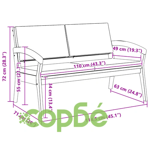 Градинска пейка от масивна акациева дървесина с възглавници 115x70x72 см, антрацит ➤ топ цена ➤ sorbe.bg
