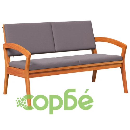 Градинска пейка от масивна акациева дървесина с възглавници 115x70x72 см, антрацит ➤ топ цена ➤ sorbe.bg