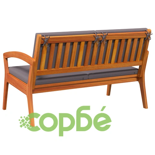 Градинска пейка от масивна акациева дървесина с възглавници 115x70x72 см, антрацит ➤ топ цена ➤ sorbe.bg