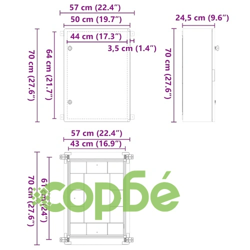 Контролен шкаф IP65 водоустойчив сив 50x24,5x70 см ABS пластмаса ➤ топ цена ➤ sorbe.bg