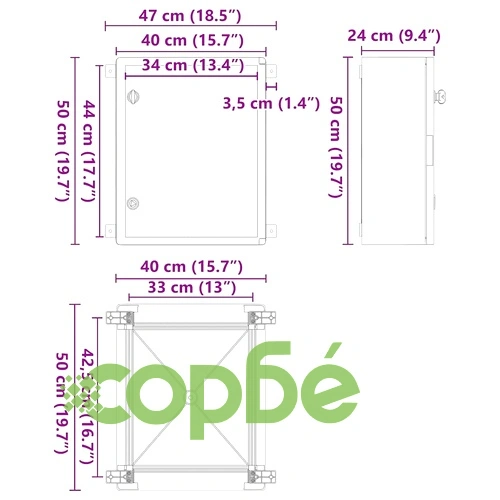 Контролен шкаф IP65 водоустойчив сив 40x24.5x50 см ABS пластмаса ➤ топ цена ➤ sorbe.bg